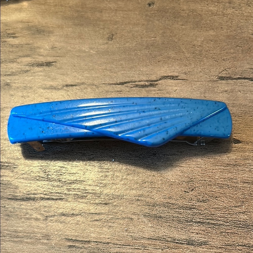 Vintage Buch and Deichmann, blue Hair Barrette, abstract design Blue Hair Clip
